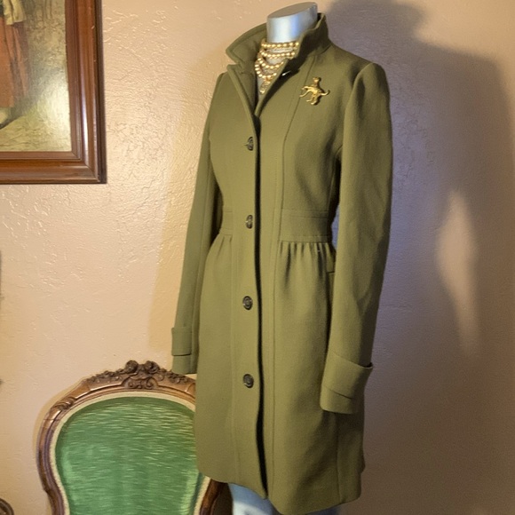 J. Crew Double Cloth Lady Day Coat Olive Green.  Sz T4 - Picture 2 of 7